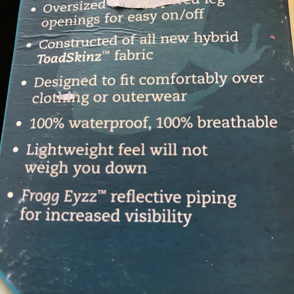 Frog Toggs Toadskinz Reflective Pants Men L Black Zip Pockets Waterproof Hunting - Picture 4 of 14